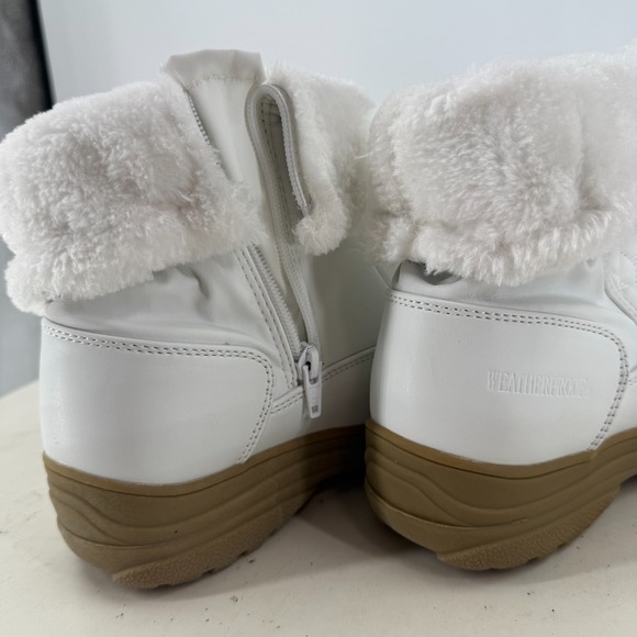 Weatherproof Faux Fur Lace Up Adjustable Fitting Zip Snow Boot Shoe White Size 9 - Picture 6 of 7